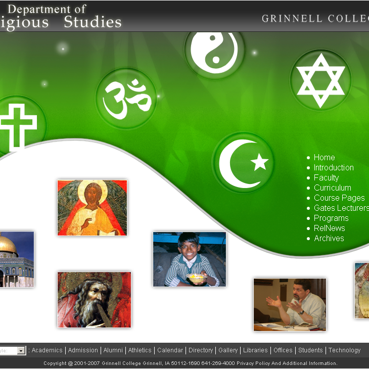 Redesign Religious Studies Department Website for Grinnell College